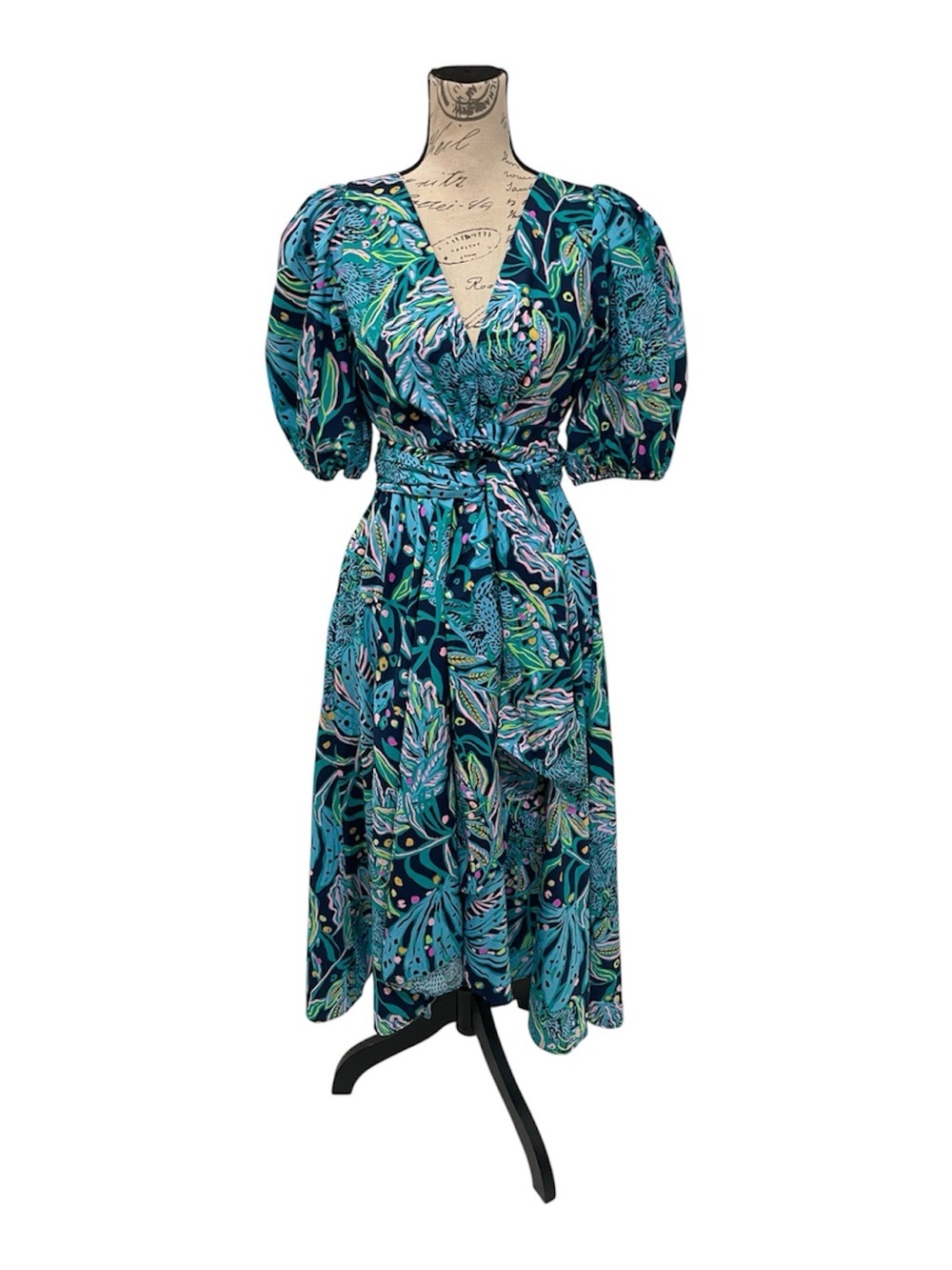 NWT Lilly Pulitzer Juney Elbow Sleeve Cotton Midi Dress Catty Purrsonality SZ 6